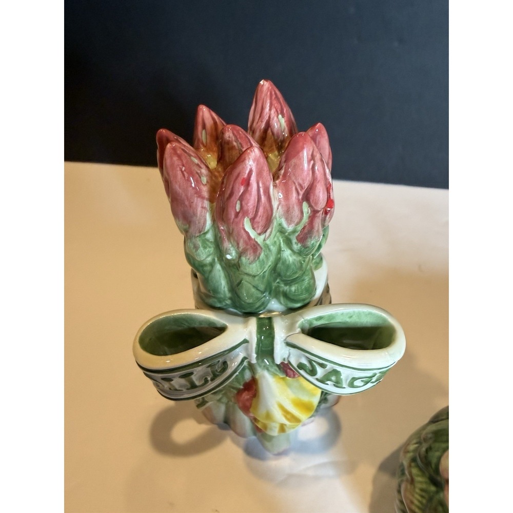 Vtg Fitz & Floyd Herb Garden Dill Sage Salt Pepper Shakers Artichoke Asparagus - Picture 6 of 14